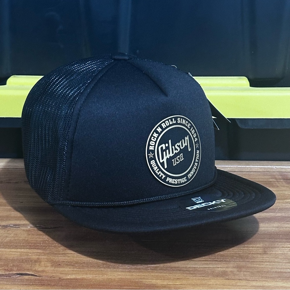 Gibson USA snapback Style Mens foam Trucker Hat  Snapback  logo  Decky black hat